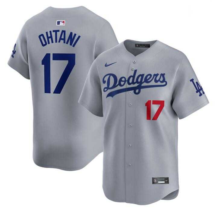 Men%27s Los Angeles Dodgers #17 Shohei Ohtani Gray Cool Base Stitched Baseball Jersey->los angeles dodgers->MLB Jersey